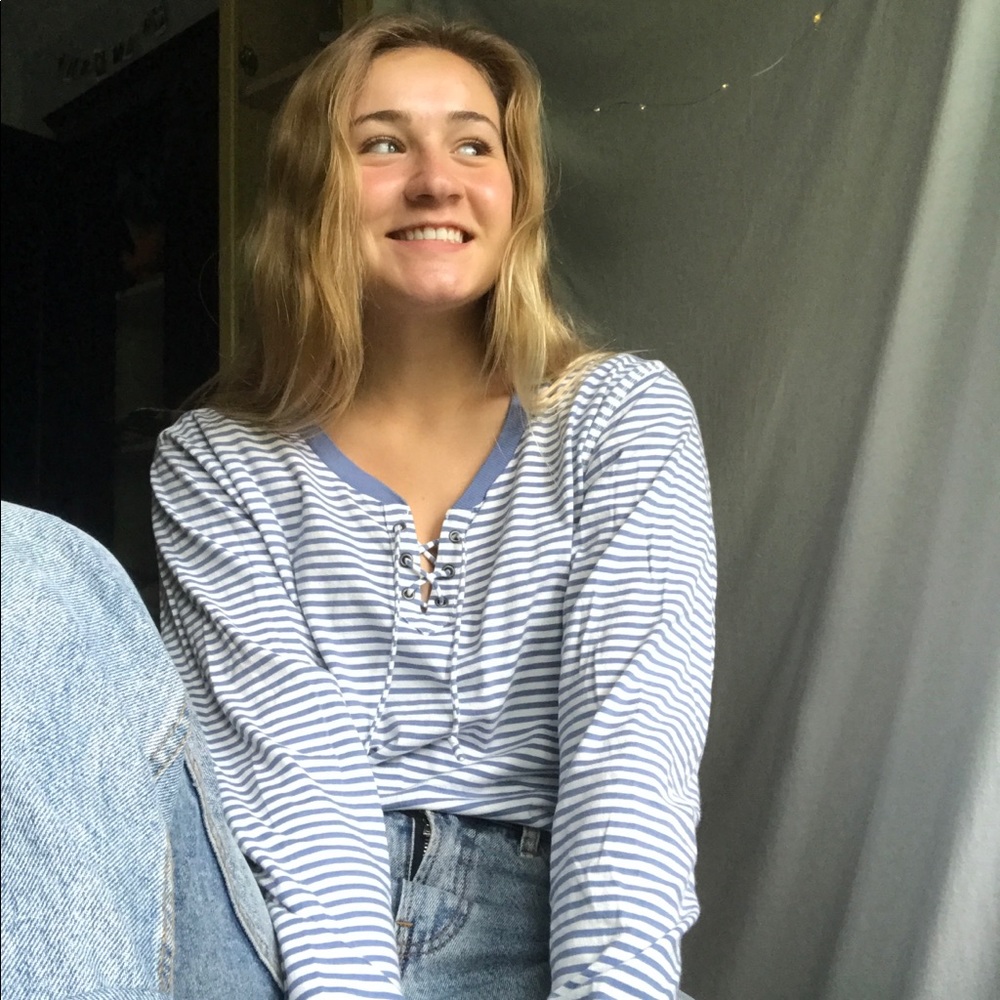 Hollister Sailor Tie up Striped Long Sleeve Top